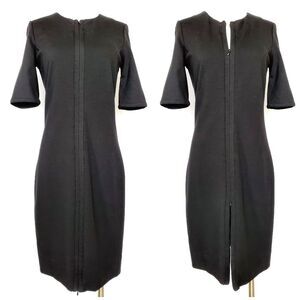 Diane von Furstenberg Saturn Sheath Dress Front zip Black Cocktail new